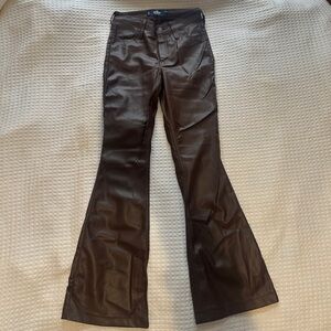 Hollister Brown Leather Flare Pants